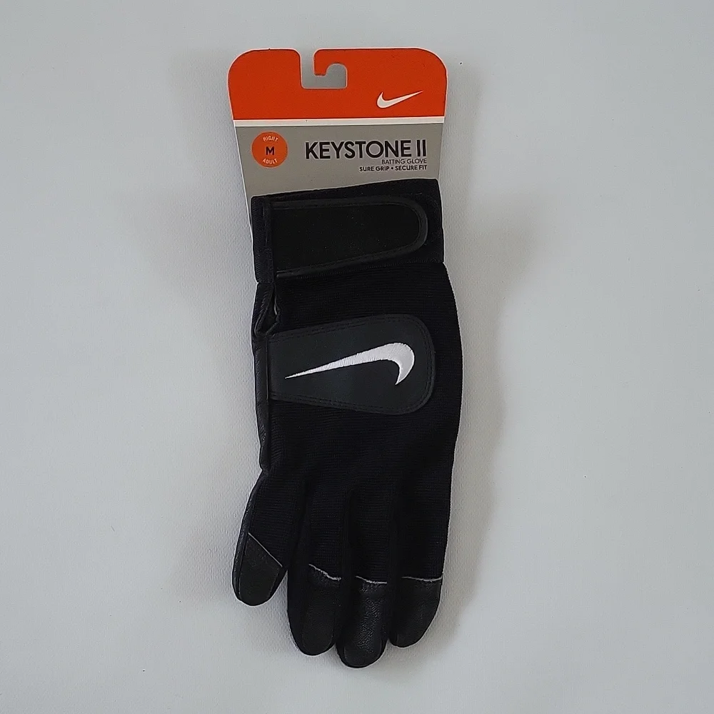 Nike Keystone II Glove Adult Medium Single Right Hand Black Batting Glove